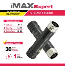2x 3.6V 1.3Ah NiCd Battery for Black & Decker VP100, VP110, VP130, VP143