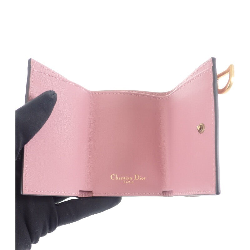 Christian Dior Saddle Compact Trifold Wallet Goatskin Lavender