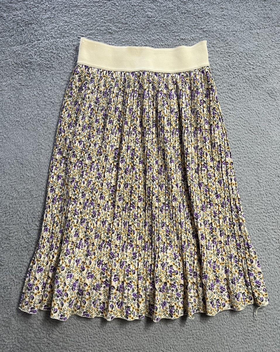 Metrowear Women's Line A Skirt Size Large Purple Floral