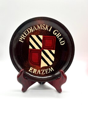 DEKOR ZAGREB PREDJAMSKI GRAD ERAZEM 5 ½  ENAMEL OVER COPPER WALL PLATE VINTAGE