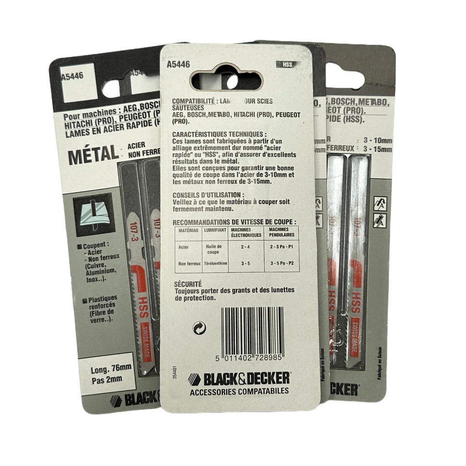 15 Black & Decker A5446 HSS 'U' Shank Jigsaw Blades for Sheet Metal 3mm - 15mm - Image 3 of 3