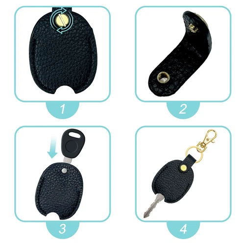 2x Black Leather Key Sleeve For Broken Key Car Key Loop Key Cover Keychain USA - Picture 6 of 7