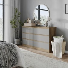 Wooden Chest of 6 Drawers Bedroom Furniture Storage Bedside Table Modern Cabinet