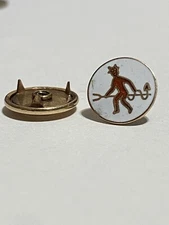 Vtg Circa 1900 Stief Co Red Devil Lapel Pin Enamel Red Satan Pitch Fork  Imp