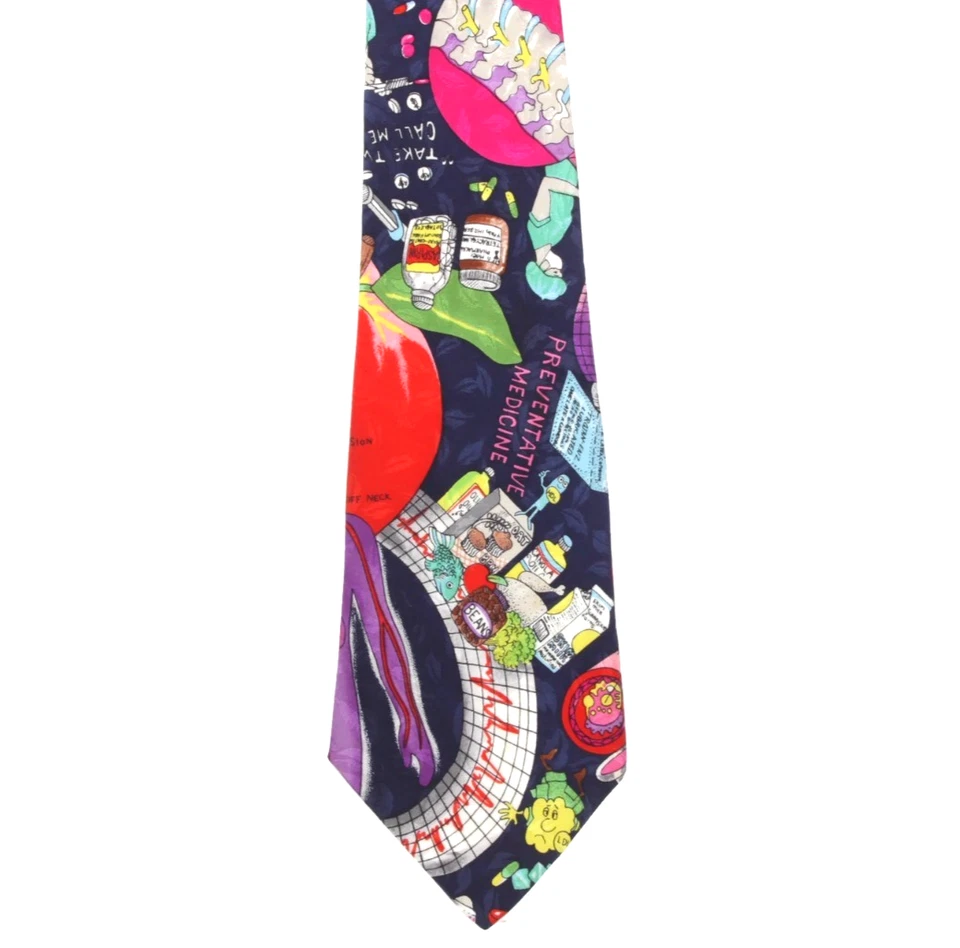 Corbata de seda para hombre Nicole Miller 1992 medicina preventiva médico farmacéutico Foto 2 de 3