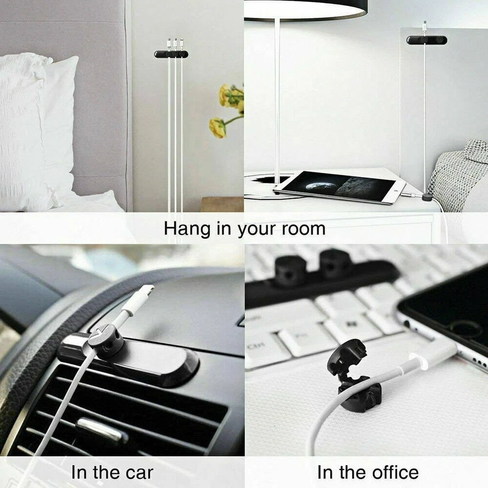 Line Holder Cable Clip Organizer Magnetic Wire Cord Management Desktop Winder - Image 4 of 4