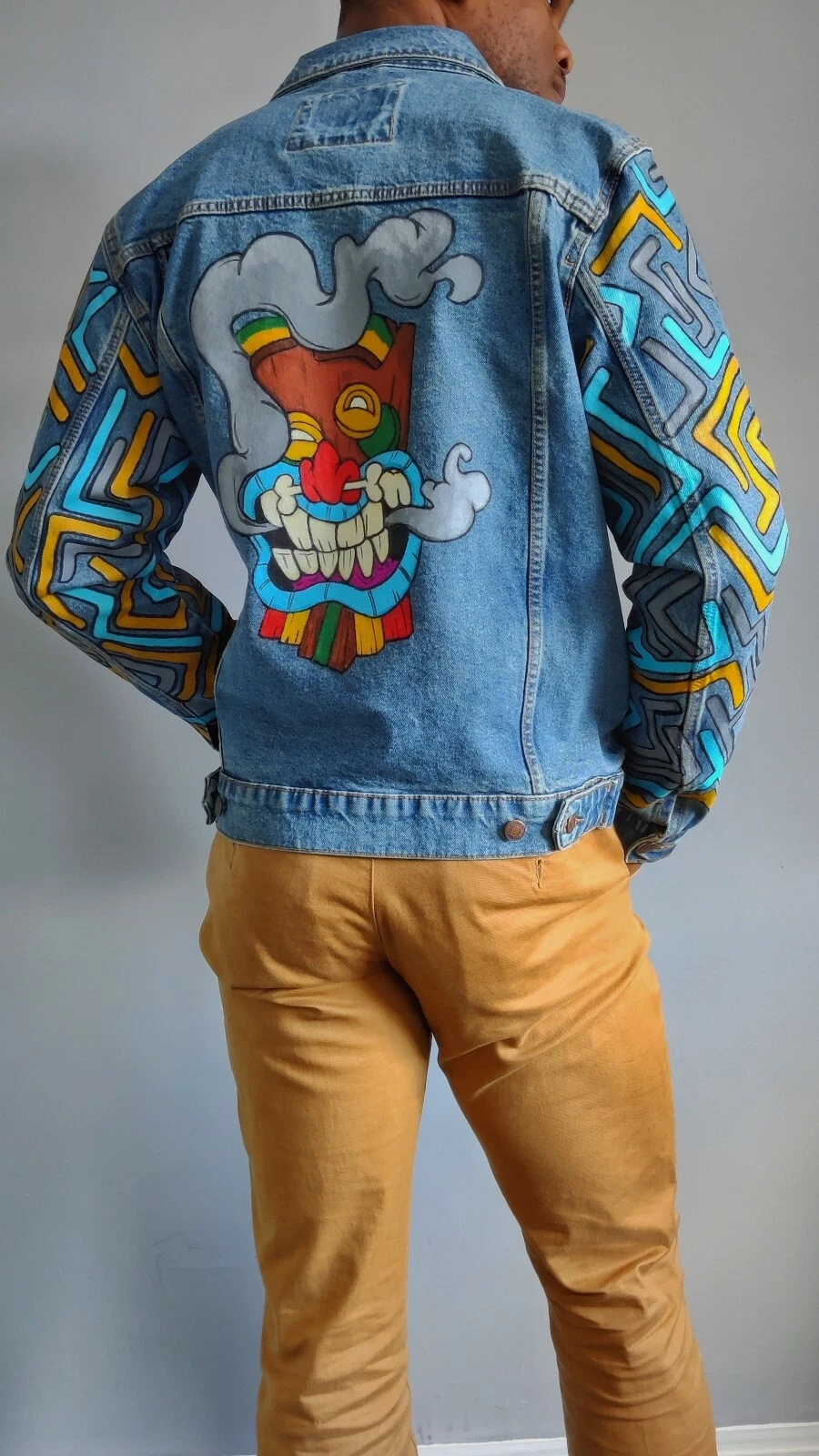 Custom Denim Jacket man size L Smokey Mask