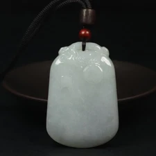 Certified Grade A 100% Natural Green Jadeite Jade Pendant Ping'an Amulet 47103