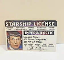 Mr Spock Star Trek Starship License Enterprise Novelty ID Leonard Nimoy Vulcan