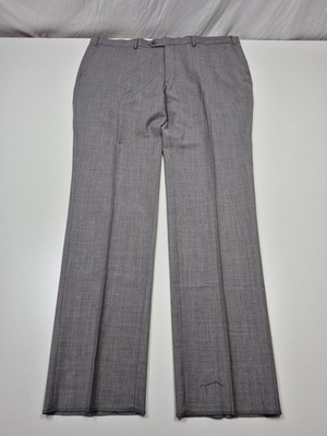 Giles & Jasper Pants Mens 42x35 Gray Wool Stretch Flat Front Lined Unhemmed
