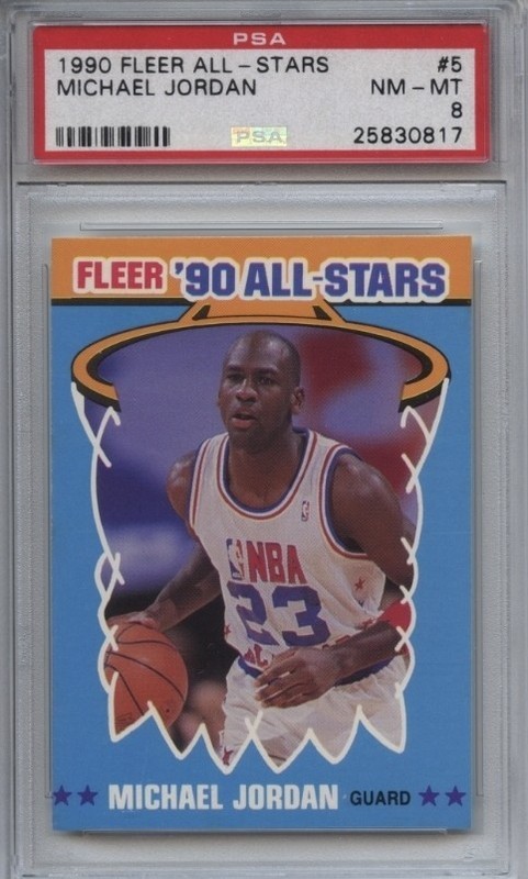 1990 Fleer All-stars #5 Michael Jordan PSA 8 NM MINT Bulls Tarheels UNC Air