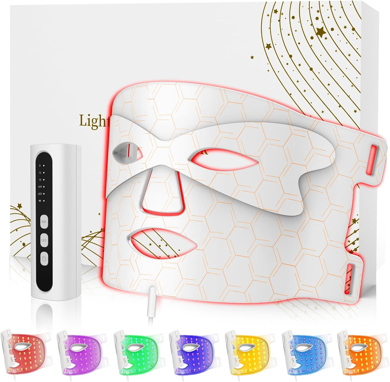 LED Mask 7 Colori Viso e Collo - Dispositivo Anti-Age e Anti-Acne