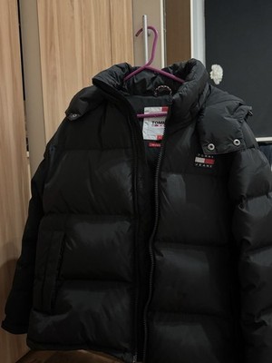 Tommy Jeans The Alaska Puffer Steppjacke Herren S Schwarz Stehkragen Logo
