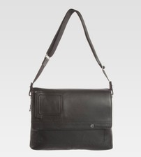 Mens shoulder bag, Piquadro, black color, lea...