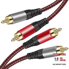 Tiierzon RCA Cable 40Ft,2Rca Male to 2-RCA Male Audio Stereo Subwoofer Cable