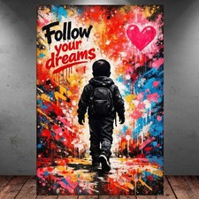 LEINWAND BILD ER XXL ABSTRAKT BANKSY KID HERZ DREAM GRAFFITI WAND POSTER P2105