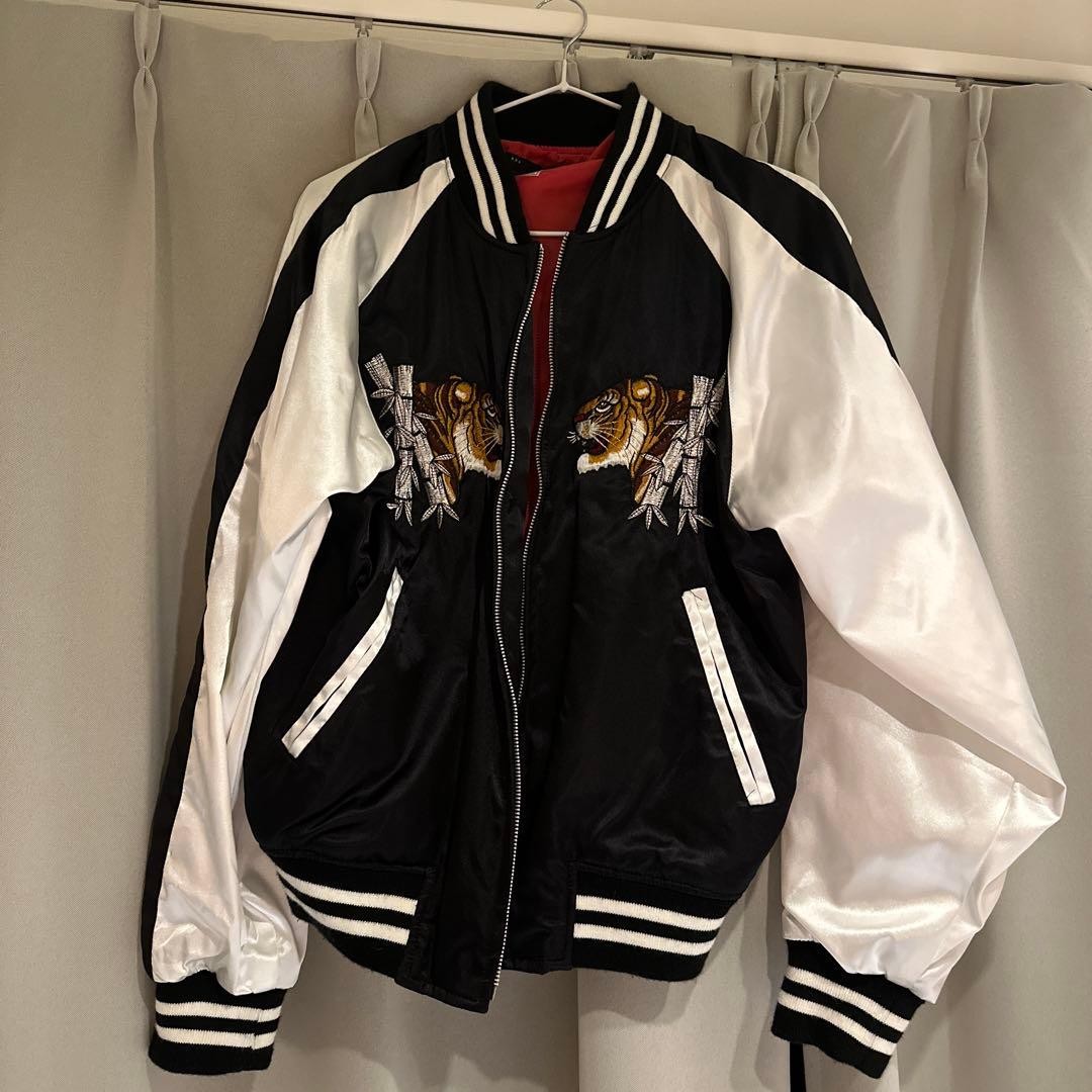 Hoshihime Sukajan Limited Edition Tiger Embroidery Black White Free Size