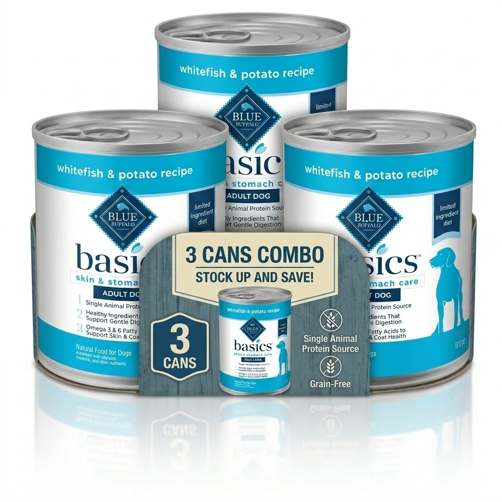 Blue Buffalo Basics Grain-Free Adult Wet Dog Food, Skin, 12.5-oz (3-Pack)