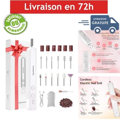 Ponceuse à ongles électrique 12 en 1 USB rechargeable 20 000 tr/min - Photo 1/4