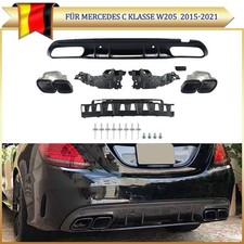 Heckdiffusor Glänz Schwarz & Endrohre für Mercedes W205 S205 Sport C63 Diffusor