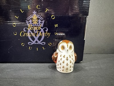 Royal Crown Derby Collectors Guild Owlet Hand Painted w/22k Perfect With Box