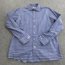 Eton Shirt Mens 16.5 42 Blue Check Plaid Contemporary Fit Dress Button Front