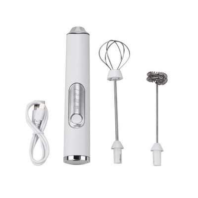 White Mini Electric Foamer Milk Frother Egg Beater Stirrer Whisk Mixer Tool rr