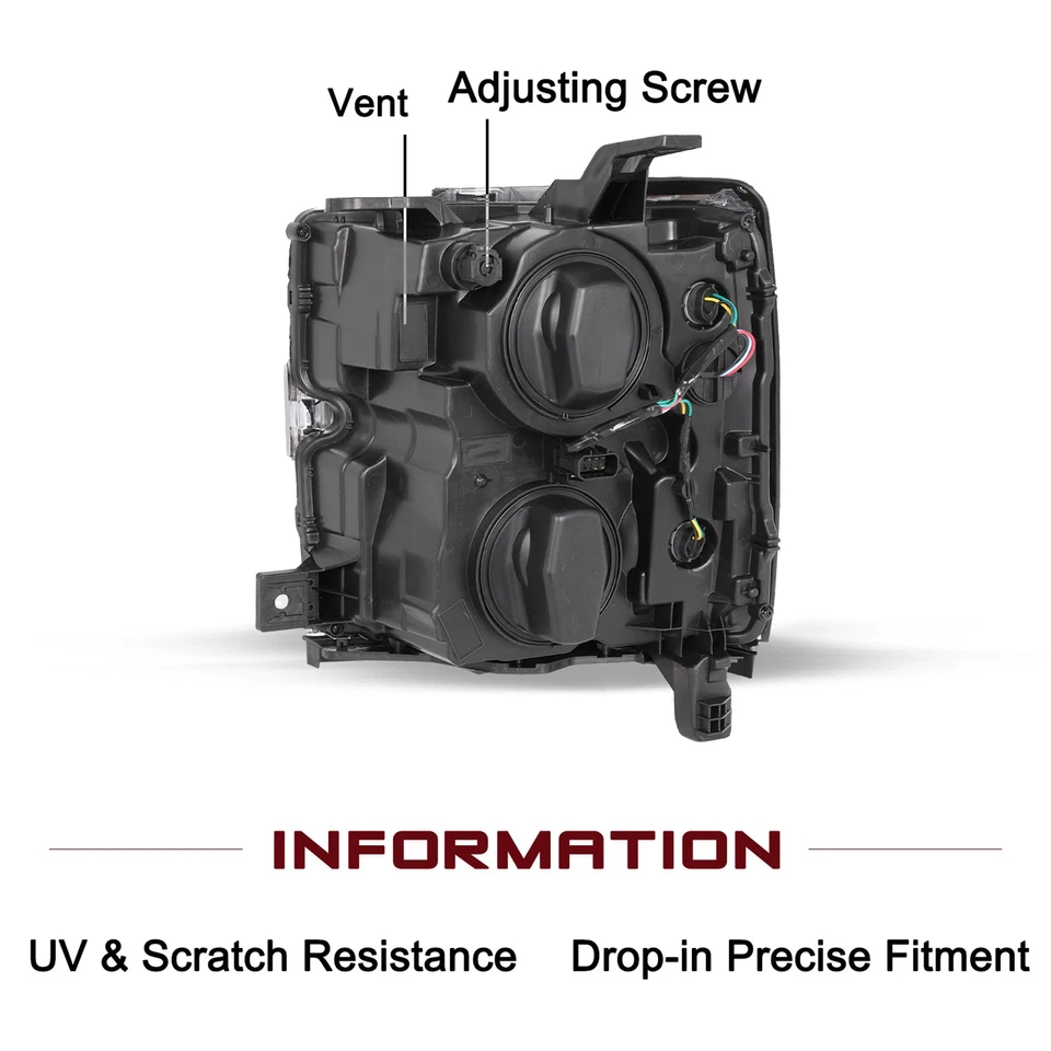 Faros proyectores para Chevy Silverado 2500 3500HD 2015-2019 faros diestros y diestros Foto 3 de 4