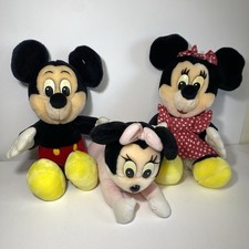 VINTAGE Mickey Mouse Minnie Baby Mickey Family Set Plush Lot 1984 Disney RARE