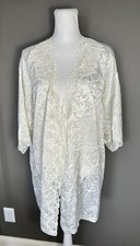 Vintage Victoria's Secret Gold Label Robe Ivory Lace Beaded Floral No Belt