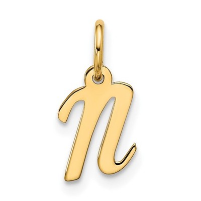 10k Gelbgold kleine Schrift Initiale N Charm Anhänger 0,2gm L-16,05mm, B-6,7mm