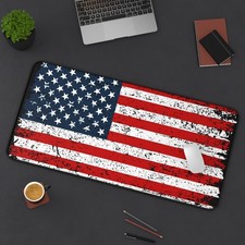 USA Flag Distressed Desk Mat Patriotic Military American Mouse Pad