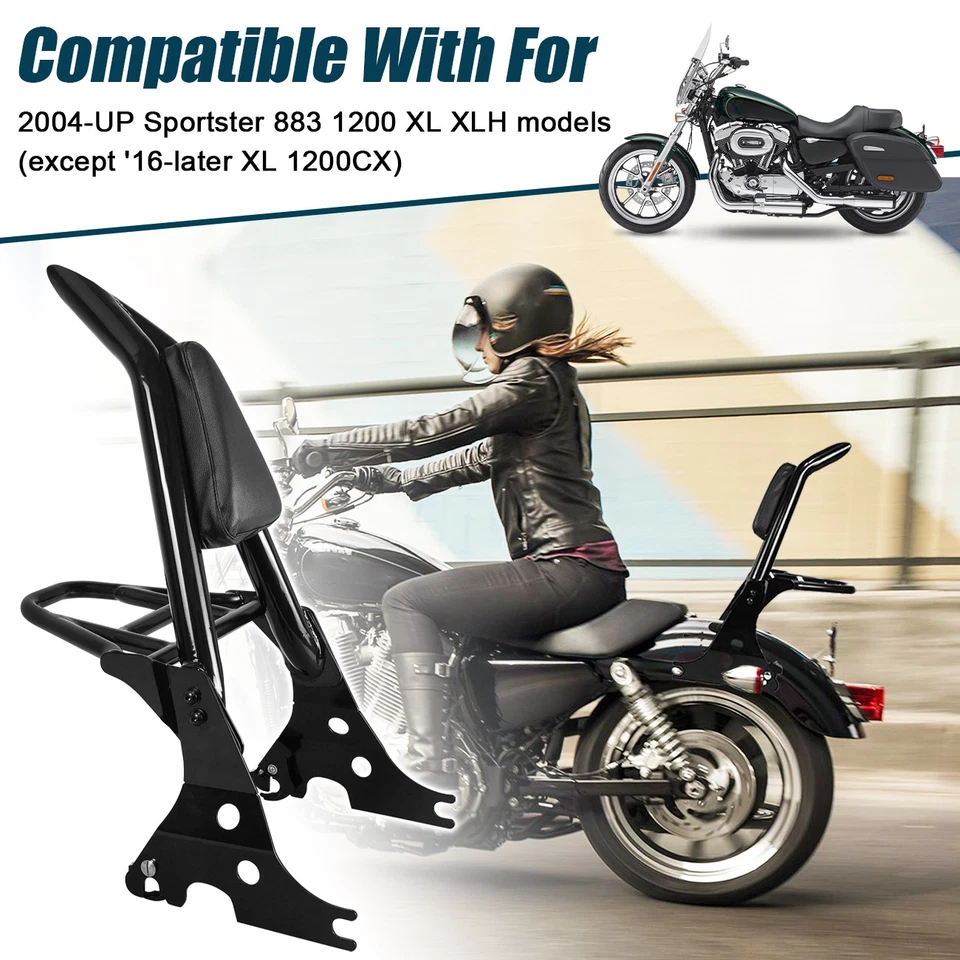 para Harley Sportster XL 883 1200 2004-UP Sissy Bar encosto destacável bagageiro - Imagem 2 de 4