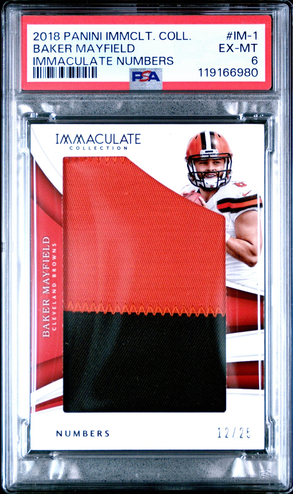 Baker Mayfield Panini Immaculate Collection Immaculate Numbers #IM1 Base