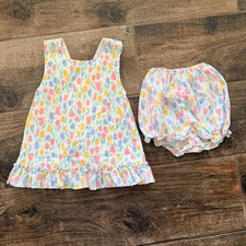 Ruth Scharf Vintage Kids Pastel Tulip Floral Pinafore Top and Bloomers Set,4T