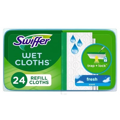 Swiffer Sweeper Wet Mopping Cloths Refills Fresh Scent 24ct Cotton Multi-Surface