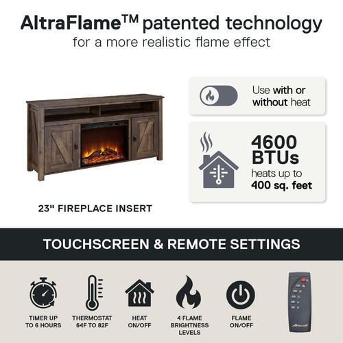 Farmington Electric Fireplace Console for TVs up to 60", Rustic - Picture 6 of 12