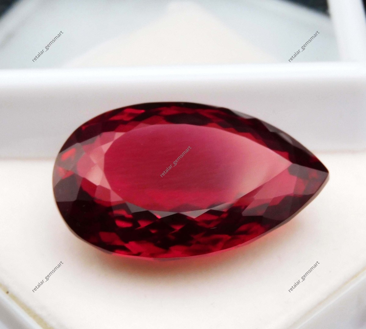 67.85 Ct Natural Red Ruby Mozambique Excellent Pear Cut CERTIFIED
