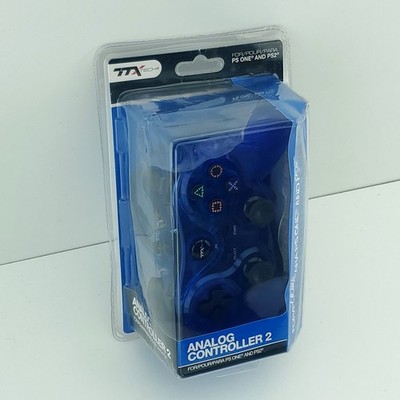 TTX Tech NXP2-805 Wired Analog Controller Clear Blue For PS2 / PS1 New