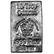 10 oz Monarch Hand Poured Stacker Silver Bar (New) 72.83 per troy oz