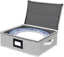 Structured  and Stackable Platter Storage Containers (Grey), 5 Felt Divider