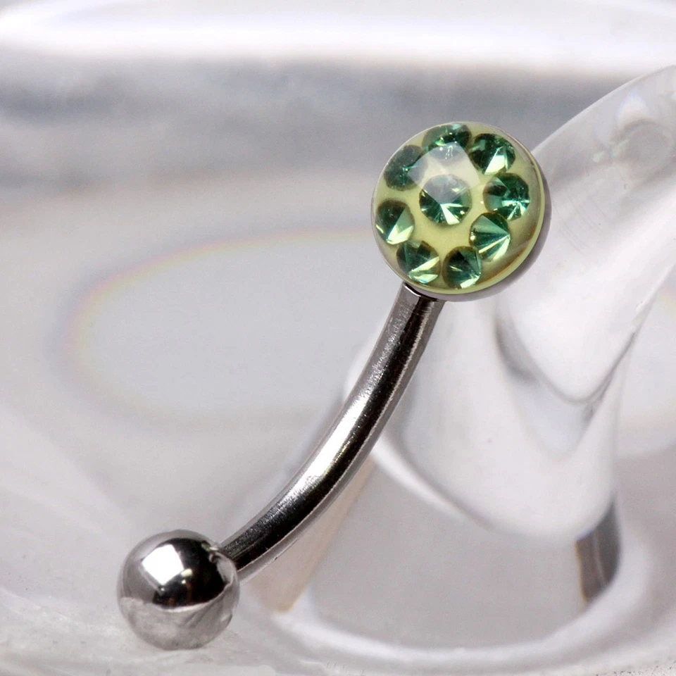 Кольцо для бровей из хирургической стали 316 л с несколькими кристаллами в комплекте из эпоксидной смолы - Изображение 2 из 4