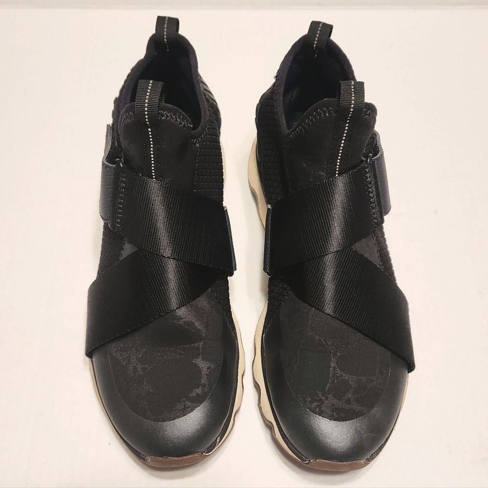 SAOLA Scarpe da ginnastica Sorel tessuto cinetico sportive suola capesante slip on sneakers moda nere