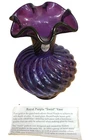 Fenton ROYAL HAND PAINTED PURPLE SWIRL VASE - Signed 1998 - 6.25" tall