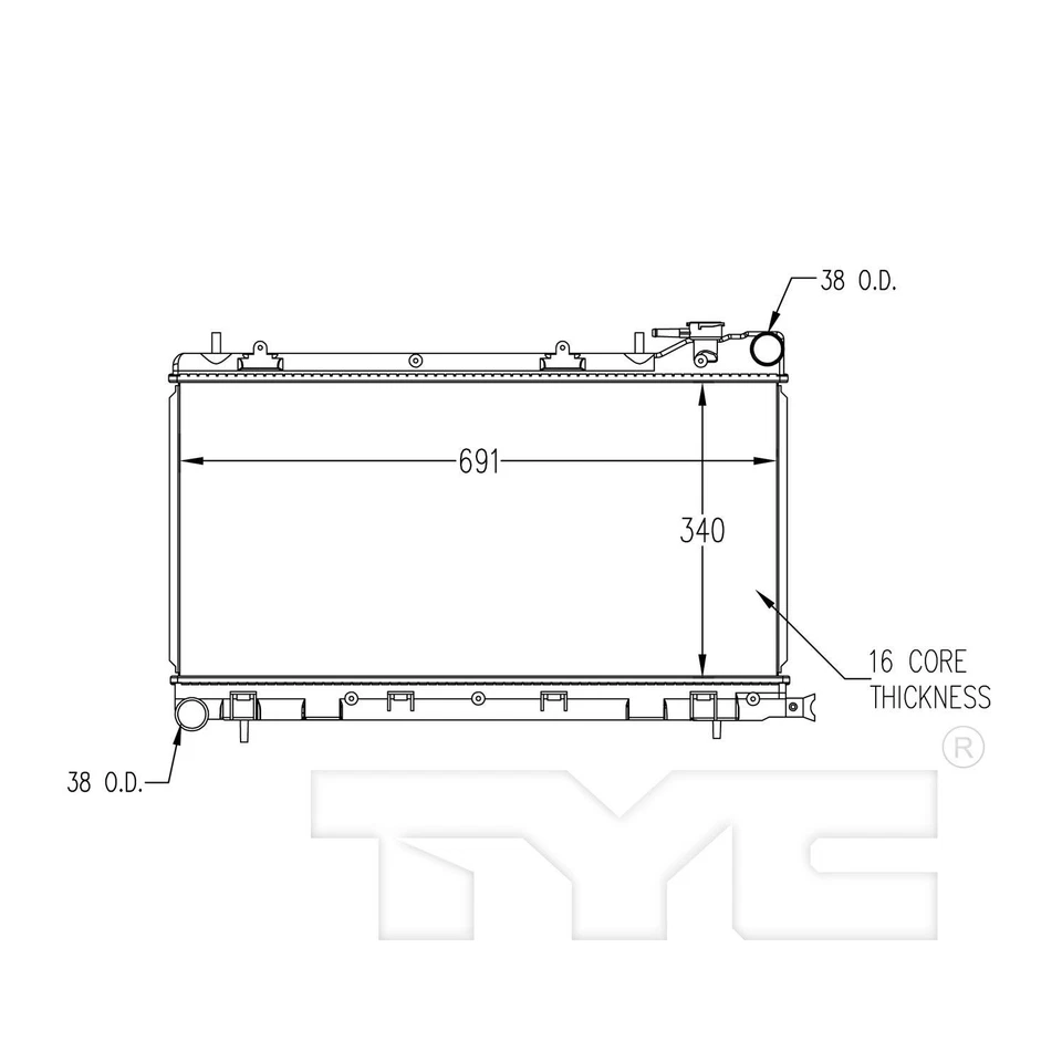 TYC 2211 Radiator Assembly For 99-02 Subaru Forester Impreza - Image 3 of 4