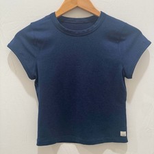 Vuori Women's Size Small Pose Fitted Tee Ribbed Casual Athleisure Navy Blue