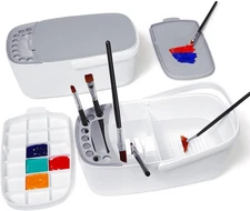 GAMENOTE Paint Brush Cleaner - Holder with Palette and White 