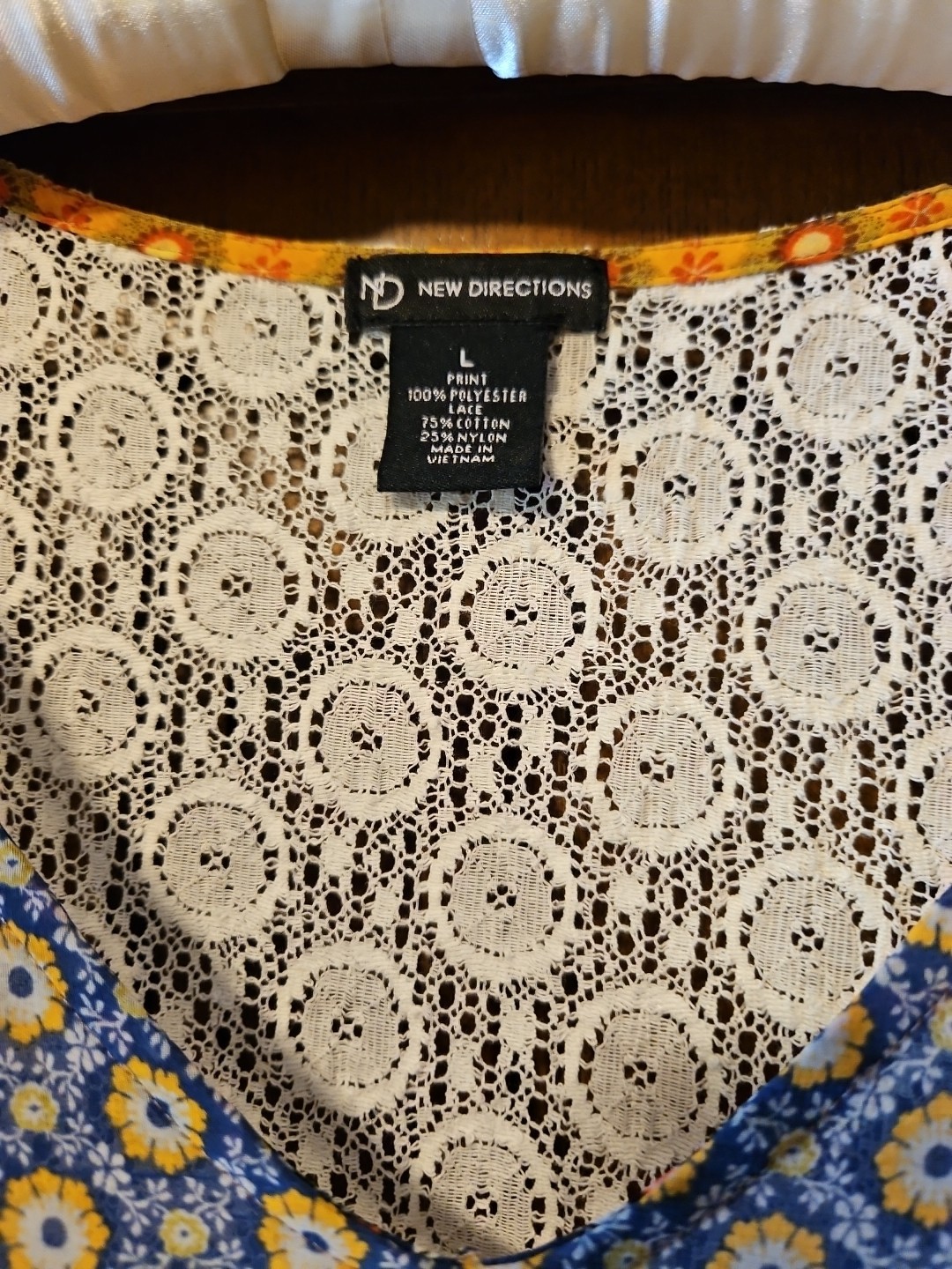 New Directions Sheer Patchwork Lace Insert Flowy … - image 3