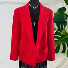 Dkny Blazer Womens Medium One Button Red Corpcore Business Work Office Classic