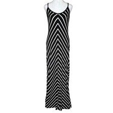 Chevron Stretchy Maxi Dress Size M Black White Classic Travel Ann Taylor
